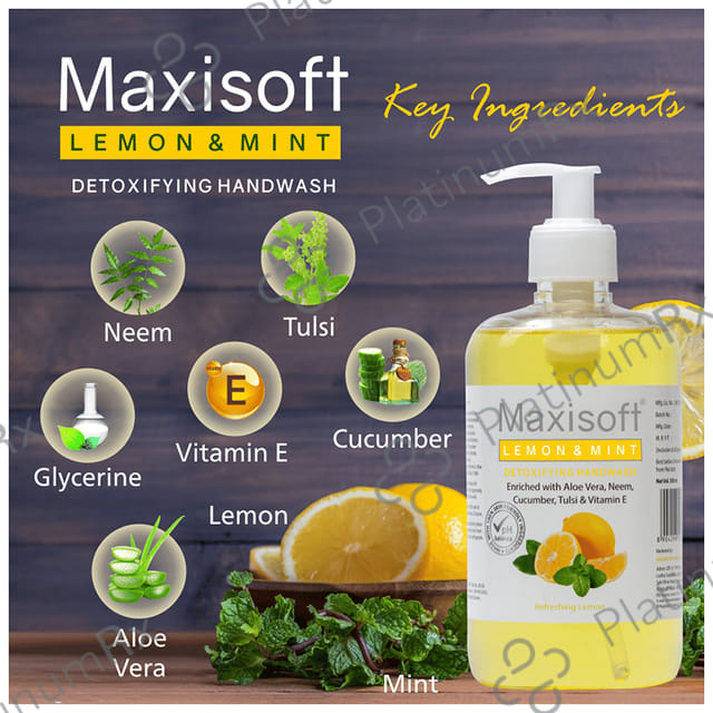Maxisoft Lemon & Mint Detoxifying Hand Wash (500ml Each) 1 Bottle