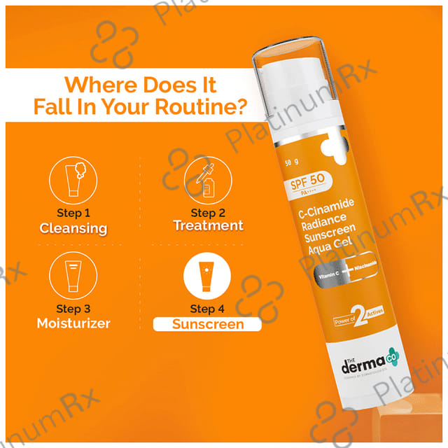 The Derma Co C Cinamide Radiance Sunscreen SPF 50 PA++++ Aqua Gel 50gm