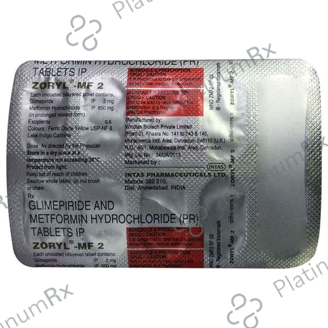 Zoryl MF 2/850mg Tablet PR 10s