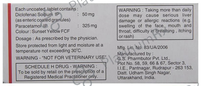 Diclomol 50/325mg Tablet 10s