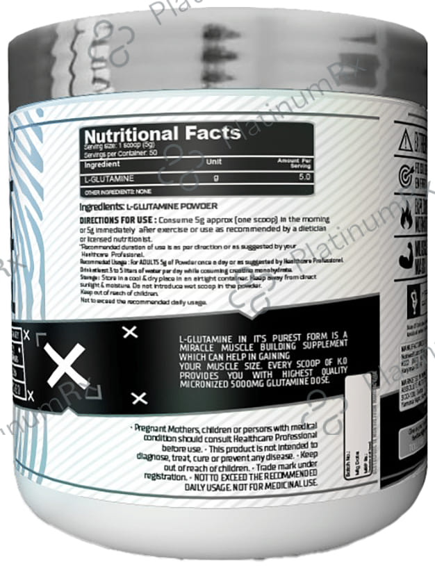 Knockout Micronized L-Glutamine Powder Unflavored with Free Shaker