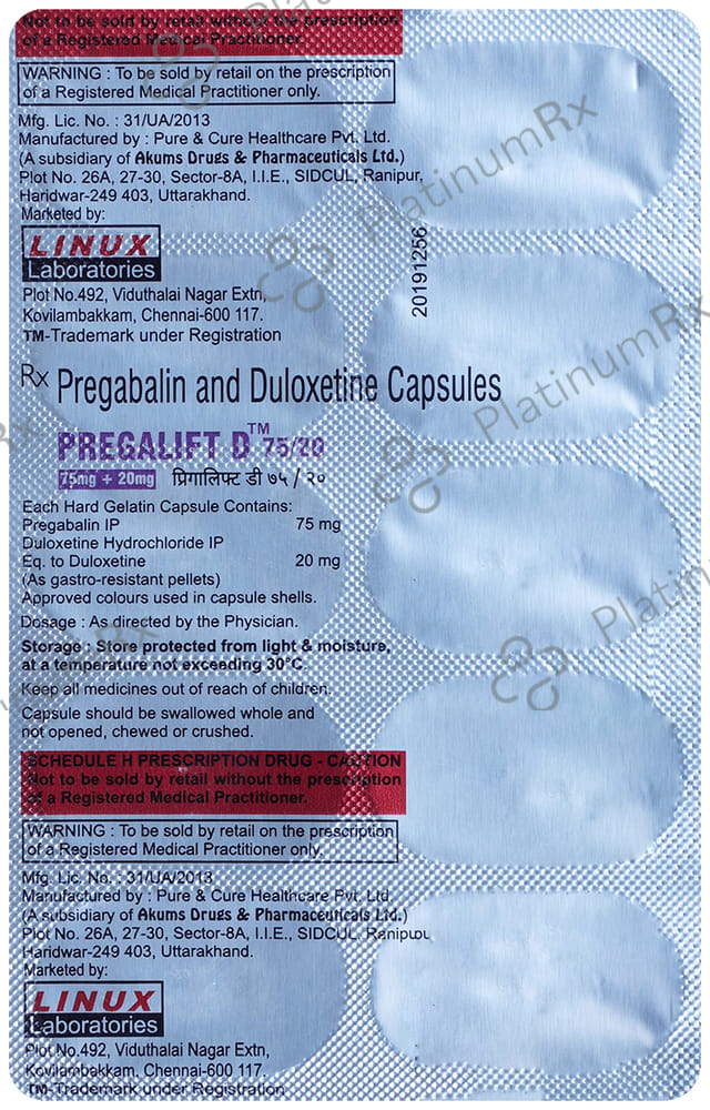 Pregalift D 75mg/20mg Capsule