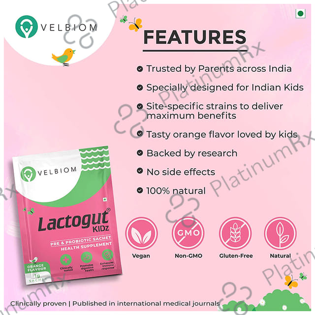 Velbiom Lactogut Kidz Sachet (1gm Each) Orange