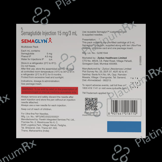Semaglyn 15mg Cartridge Injection 3ml