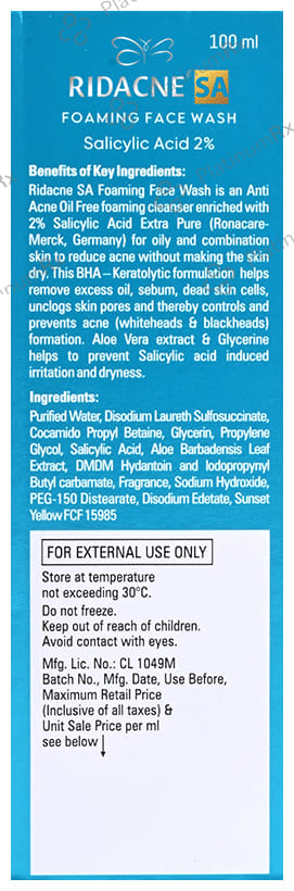 Ridacne SA Foaming Face Wash 100ml