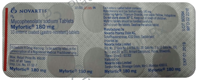 Myfortic 180mg Tablet 10s