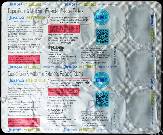 Justoza M 10/1000mg Tablet ER 15s