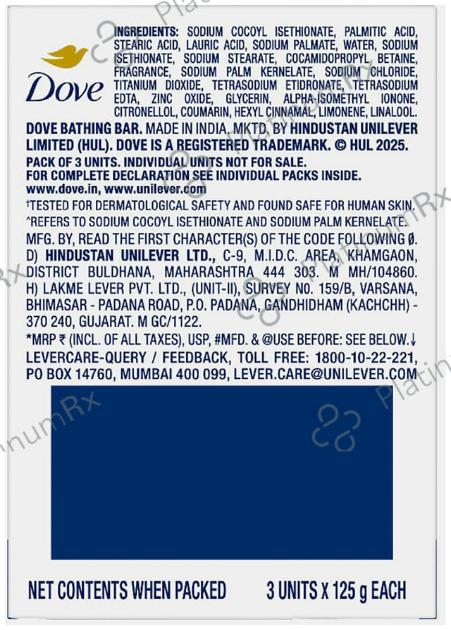 Dove Cream Beauty Bathing Bar for Soft, Smooth & Moisturised Skin (125gm Each)