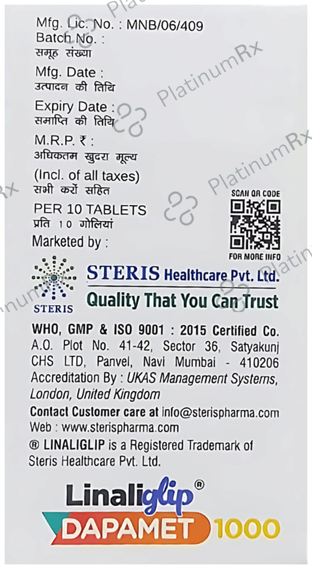 Linaliglip Dapamet 1000/10/5mg Tablet 10s