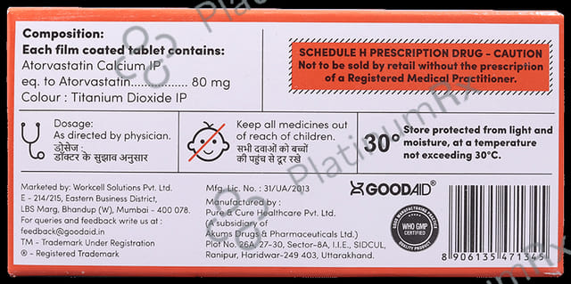 Goodvastatin 80mg Tablet 10s