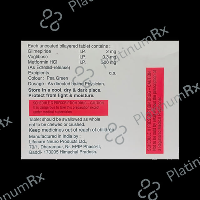 Voglitum Trio 0.3/2/500mg Tablet ER 10s