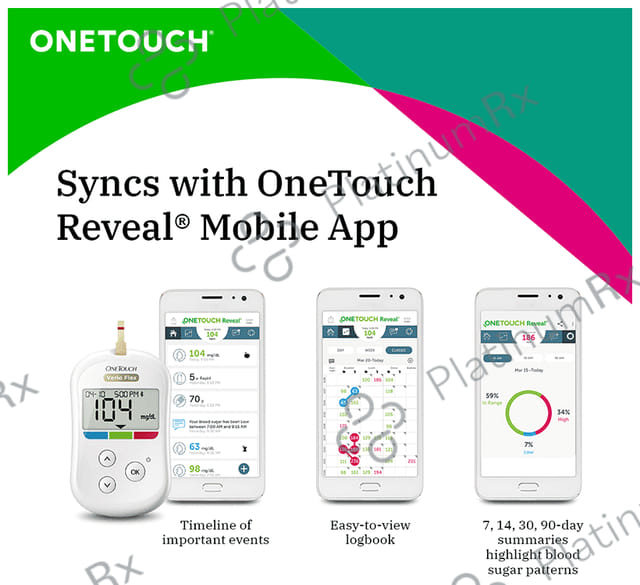 OneTouch Verio Flex Glucometer (10 Test Strips Free) 1Kit