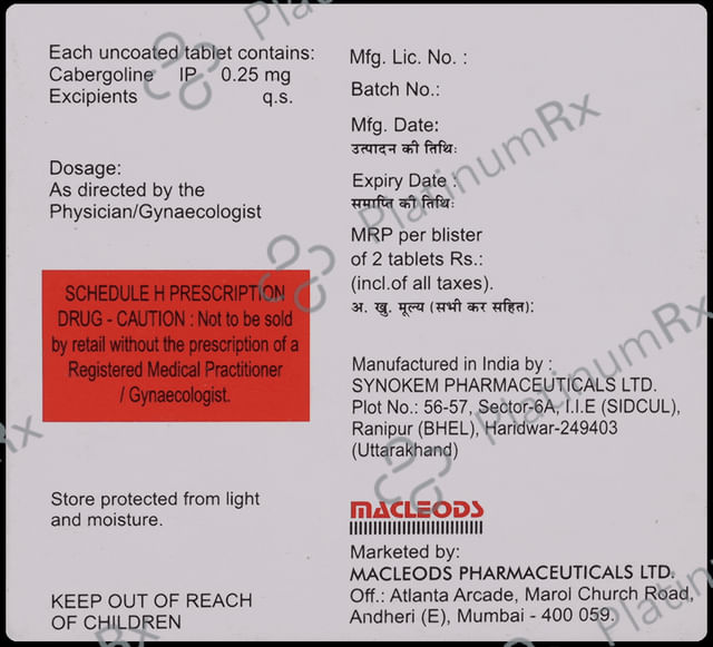 Cabliz 0.25mg Tablet
