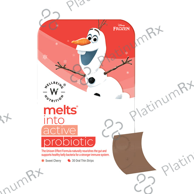 Wellbeing Nutrition Disney Frozen Melts into Active Probiotic Oral Thin Strip Age 6+ Sweet Cherry