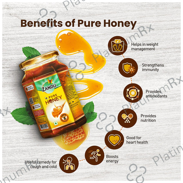 Zandu Pure Honey for Energy & Weight Management No Sugar Adulteration 500gm