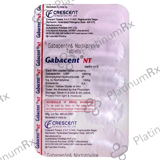 Gabacent NT 400 mg/10 mg Tablet