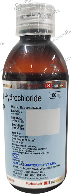 Kofcatch LS Junior 15/50/0.5mg Expectorant 100ml