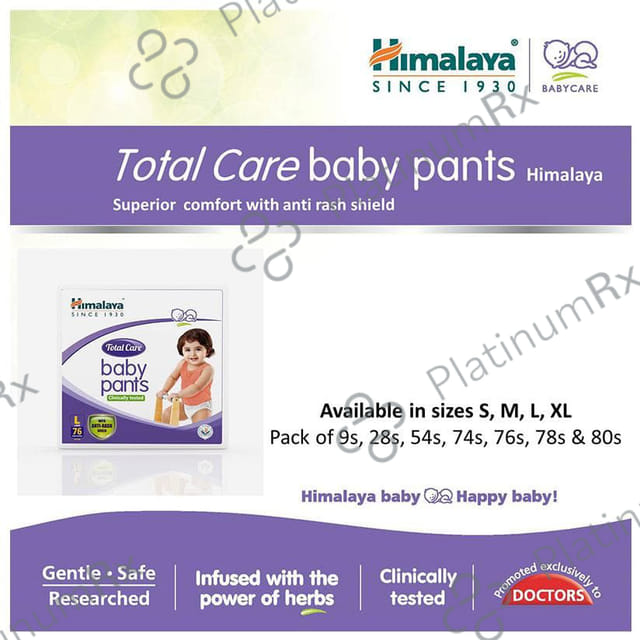 Himalaya Total Care Baby Pants - With Anti-Rash Shield & Wetness Indicator - Size Large 76 diapers