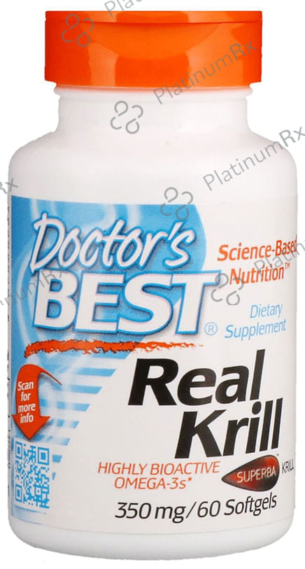 Doctor's Best Real Krill 350mg Highly Bioactive Omega-3 Softgels