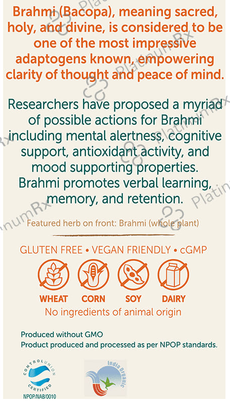 Himalaya Organic Brahmi - Mind Wellness- Improve Alertness - Caplet 30 caplets