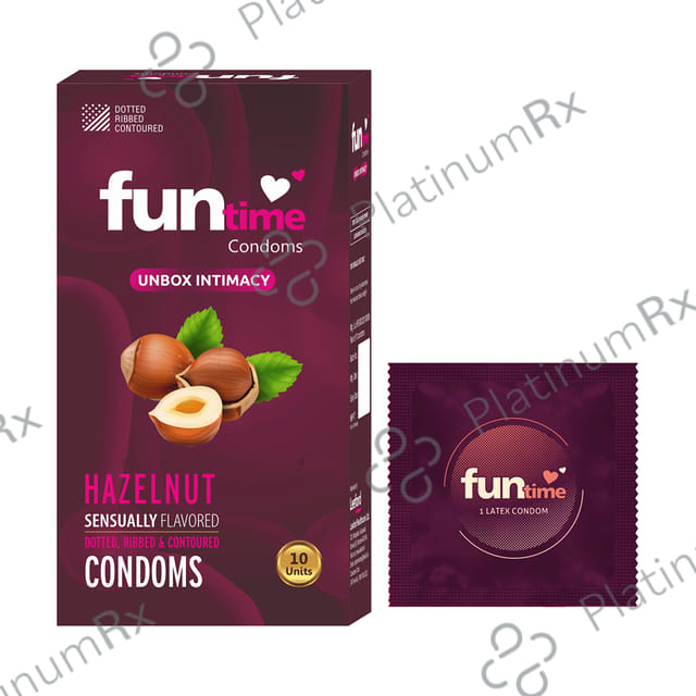 Funtime Dotted Ribbed & Contoured Hazelnut Flavour Condom 10s