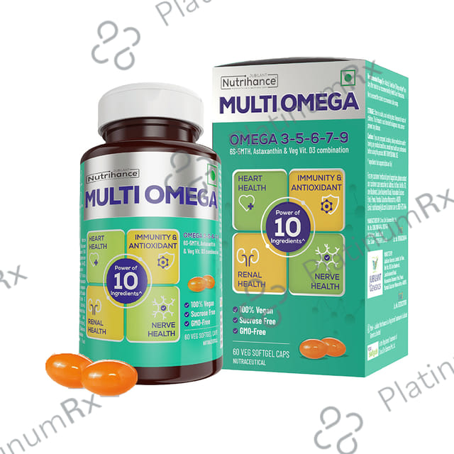 Jubilant Nutrihance Multi Omega 3-5-6-7-9 - Vegetarian Softgel for Heart, Renal & Nerve Health 60 Soft Gelatin Capsule