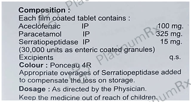 Acerokk SP 100/325/15mg Tablet 10s