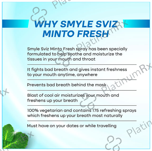 Smyle Sviz Minto Fresh Mouth Freshener Spray Saunf