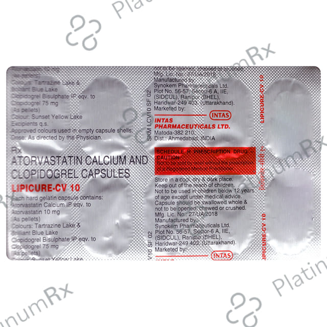 Lipicure CV 10/75mg Capsule 10s