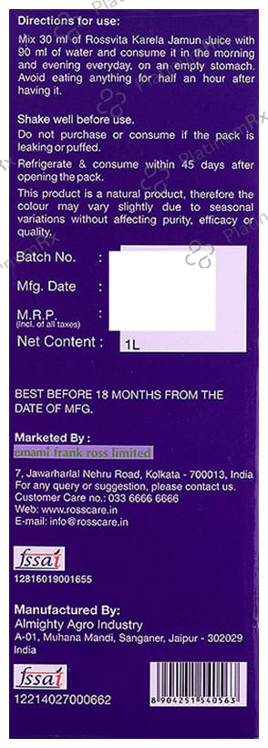 Rossvita Karela Jamun Juice