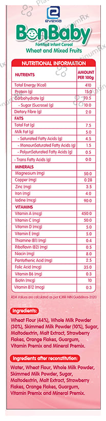 Evexia Bonbaby Fortified Infant Cereal (12 Month Onwards) - Wheat & Mixed Fruit