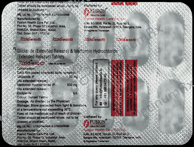 Xzid M 60/500mg Tablet XR 10s