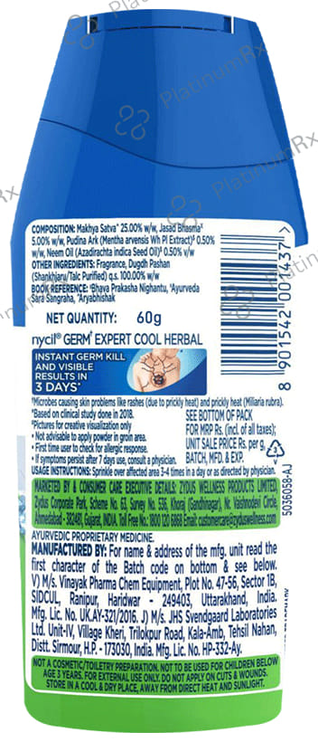 Nycil Cool Herbal Prickly Heat Powder 150gm