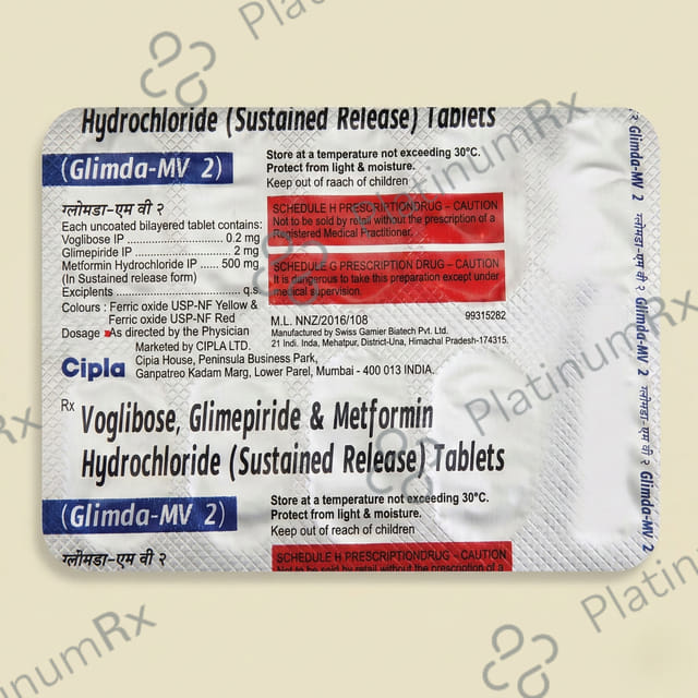 Glimda MV 2/500/0.2mg SR Tablet 10s