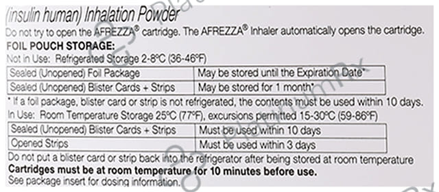 Afrezza (4 Units per Cartridge + 1 Inhaler) Powder For Inhalation Cartridges 30s