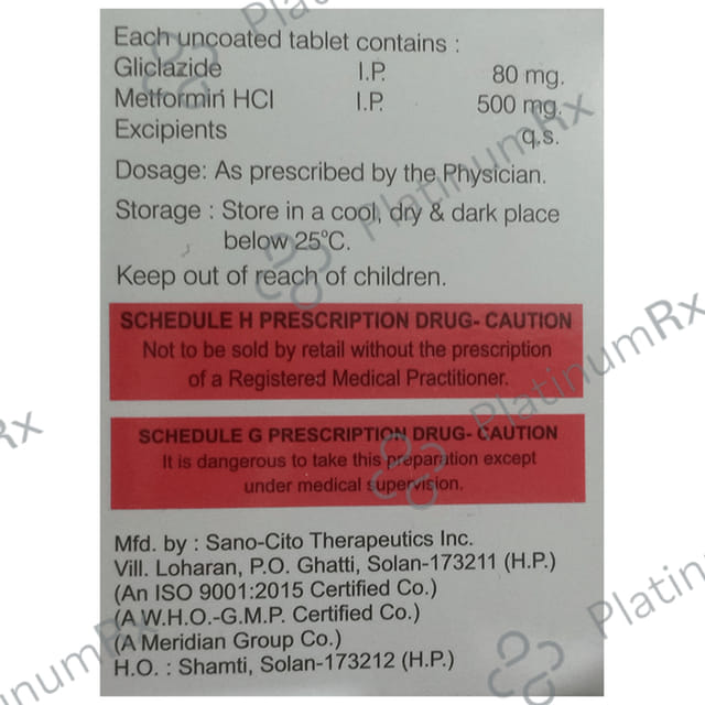 Ciazide M 80/500mg Tablet 10s