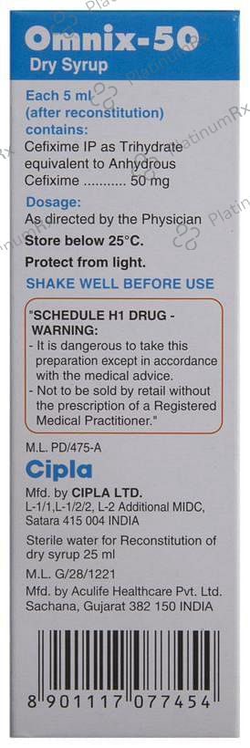 Omnix 50mg Dry Syrup 30ml