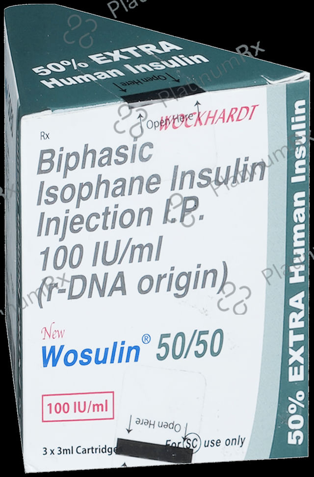 New Wosulin 50/50 (100 IU/ml) Penfill Cartridge / Injection 3X3ml