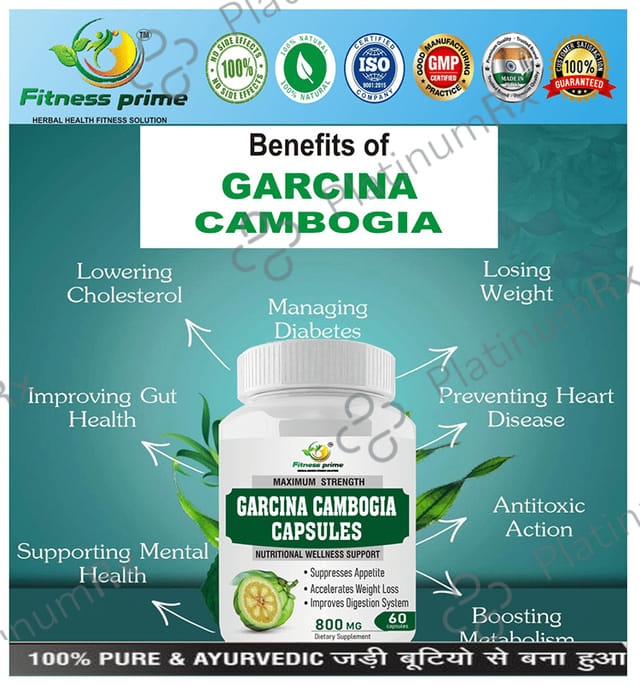 Fitness Prime Maximum Strength Garcina Cambogia Nutritional Wellness Support 800mg Capsule