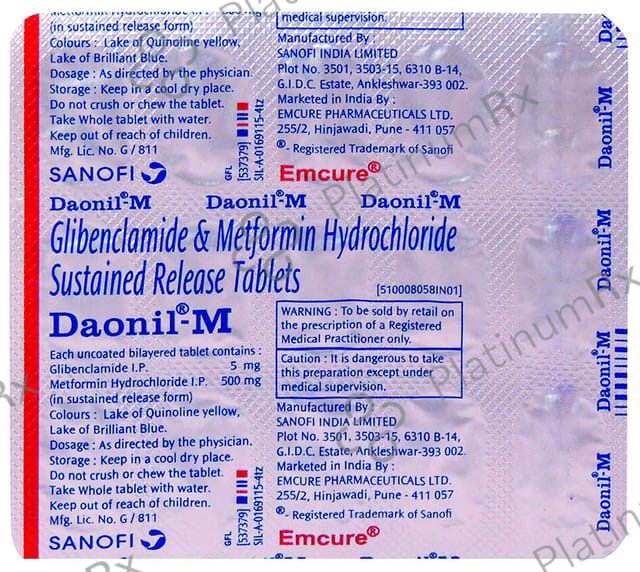 Daonil M 5/500mg Tablet SR 15s