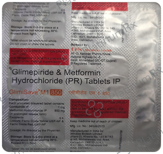 Glimisave M 1/850mg Tablet PR 15s