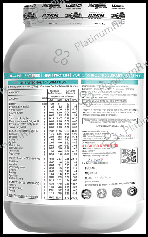 Eligator Iso Cool Whey Protien Powder Choco Bourban