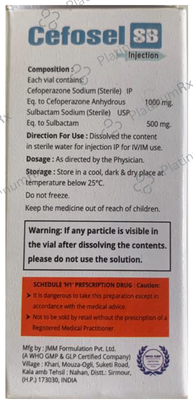 Cefosel SB 1.5gm Injection