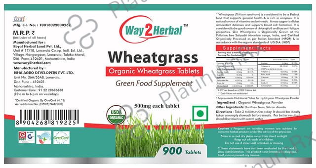 Way2Herbal Wheatgrass Tablet 900 tablets
