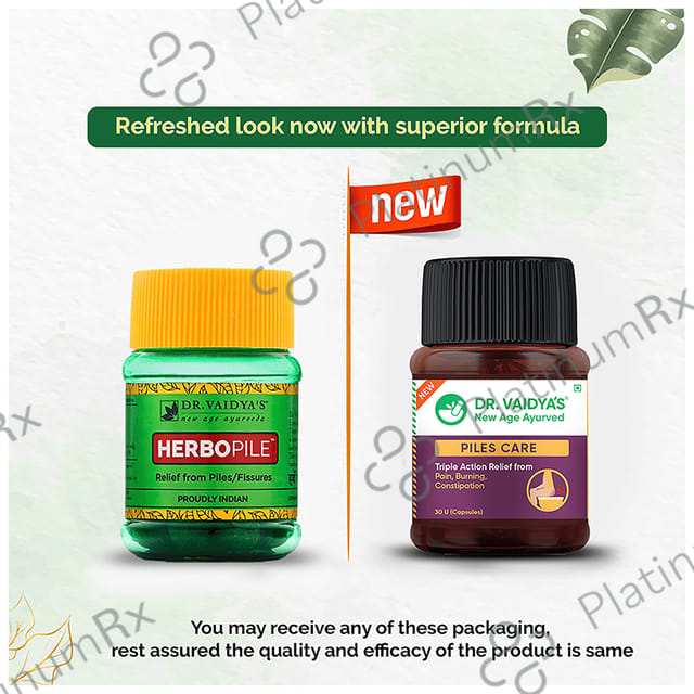 Dr. Vaidya's Piles Care Capsule (30 Each) 1 Bottle