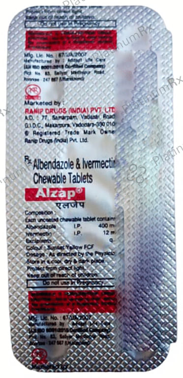Alzap 400/12mg Chewable Tablet 10s