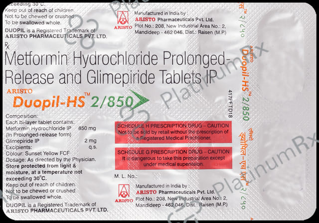 Duopil HS 2/850mg Tablet PR 10s
