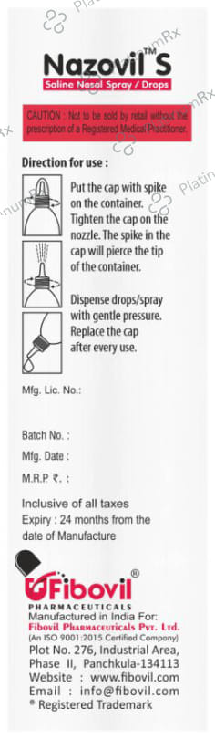 Nazovil S Saline Nasal Spray/Drops 10ml