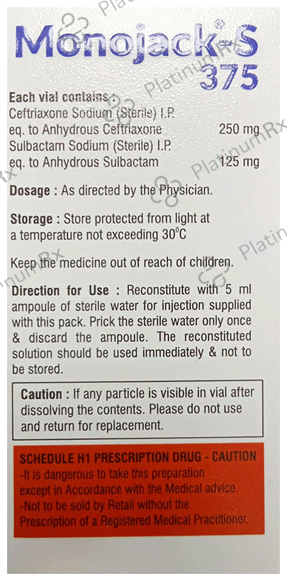 Monojack S 250mg/125mg Injection