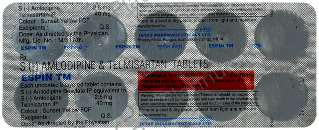 Espin TM 40/2.5mg Tablet 10s